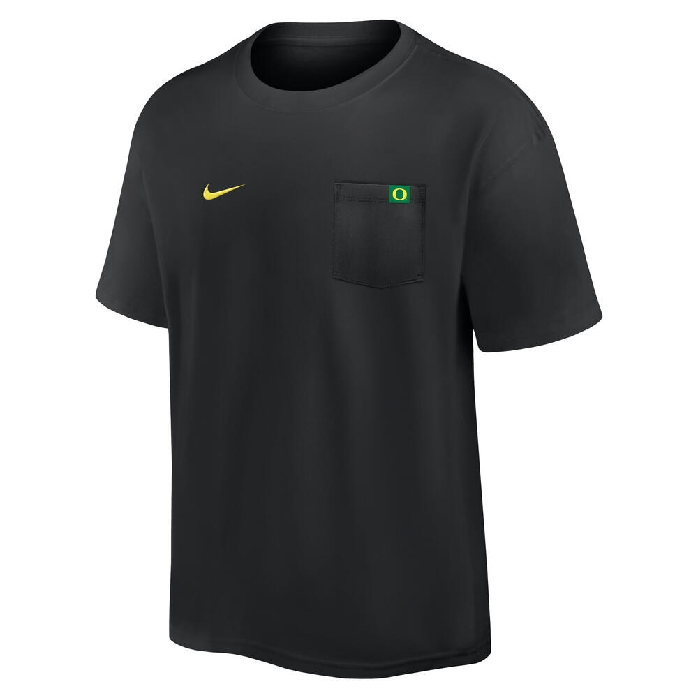 Classic Oregon O, Nike, Black, Crew Neck, Men, Heavy cotton, Max 90, Pocket, T-Shirt, 891667